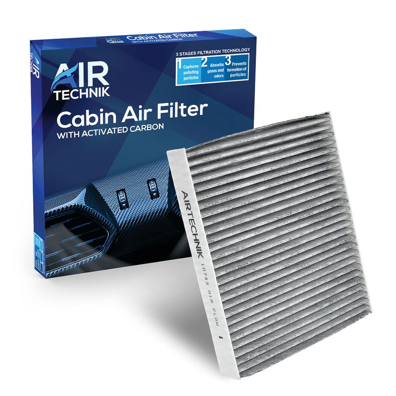 AirTechnik CF10743 Cabin Air Filter w/Activated Carbon | Fits Select Chrysler, Dodge, Infiniti, Kenworth, Nissan, XD, and Volkswagen Models - 27277-VX01A, 7B0 819 644 - Image 1
